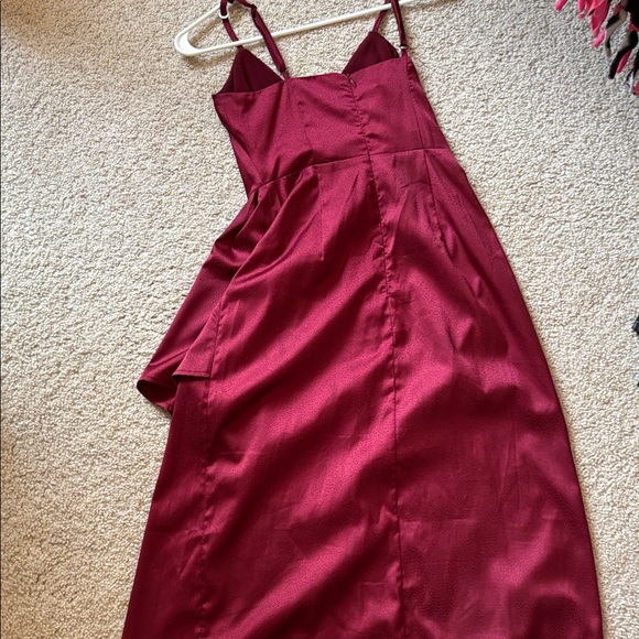 Lulus Just a Dash Burgundy Satin High Low dress - Picture 9 of 9
